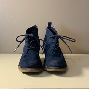 Sonoma Leather Wedge Boots . 9 M . Navy .